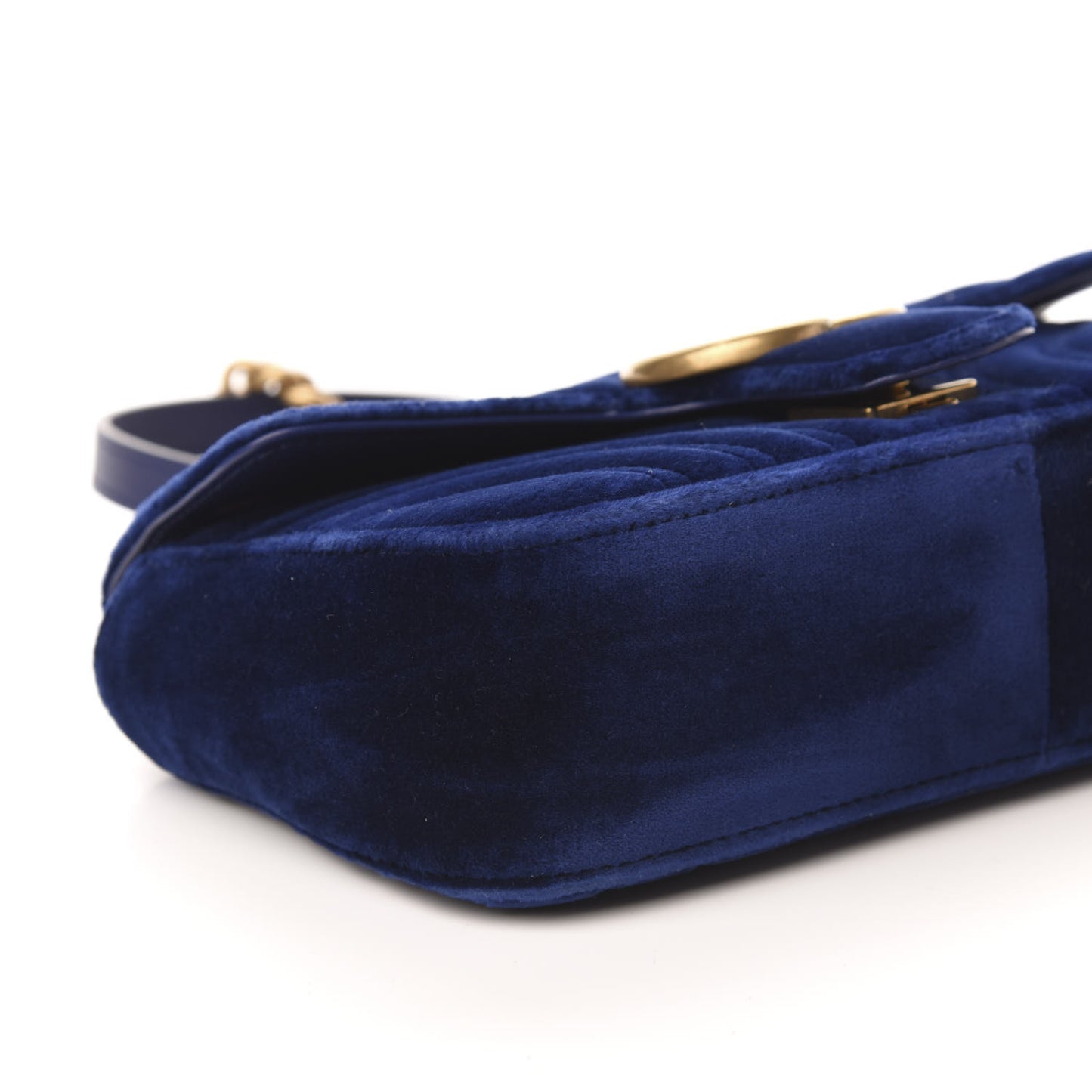 Velvet Matelasse Mini GG Marmont Shoulder Bag Cobalt Blue