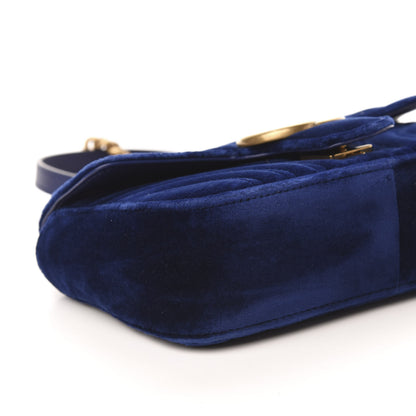 Gucci Velvet Matelasse Mini GG Marmont Shoulder Bag Cobalt Blue 6 of 9
