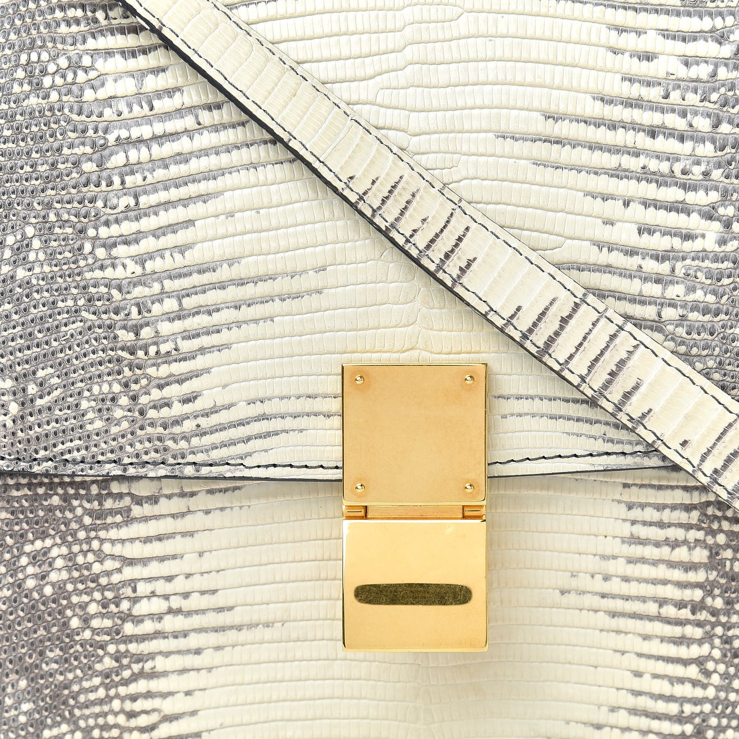 Lizard Medium Classic Box Flap Bag Natural