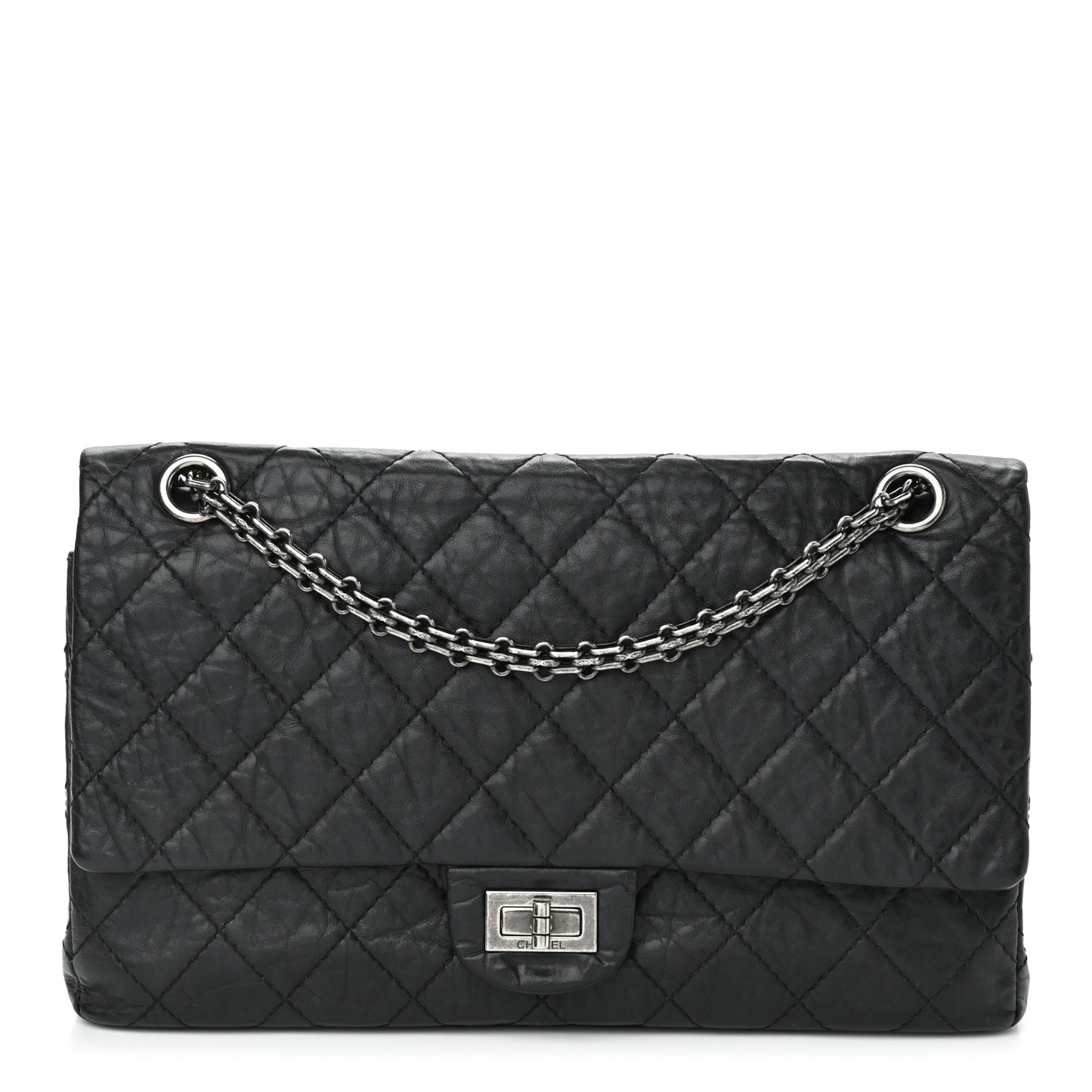 Aged Calfskin Quilted 2.55 Reissue 226 Flap Black
