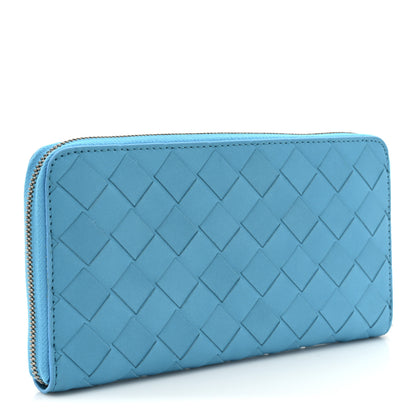 Bottega Veneta Nappa Intrecciato Zip Around Wallet Sky Blue 3 of 13