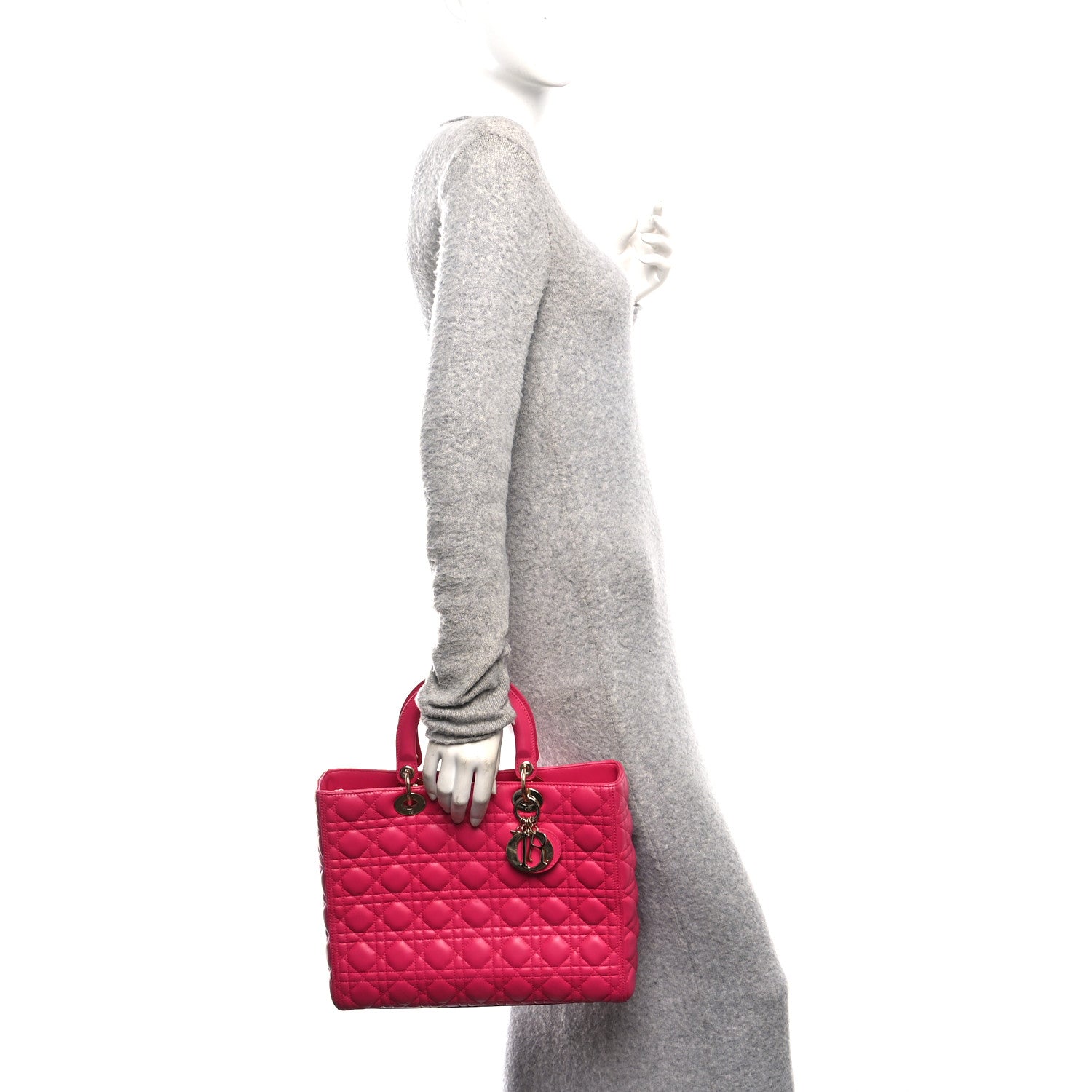 Christian Dior Lambskin Cannage Large Lady Dior Pink 2 of 15