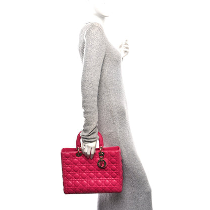 Christian Dior Lambskin Cannage Large Lady Dior Pink 2 of 15