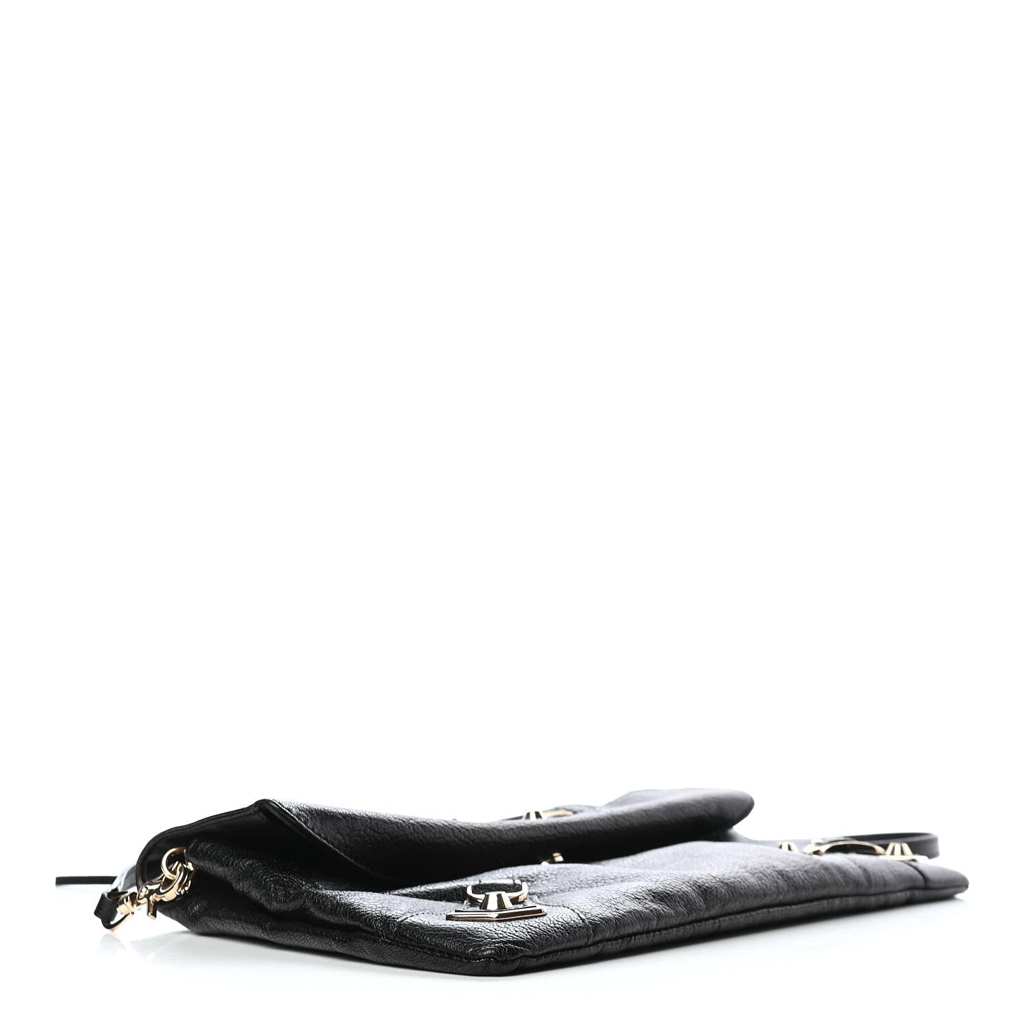 Balenciaga Chevre Gold Metallic Edge Hardware Envelope Clutch Black 4 of 10