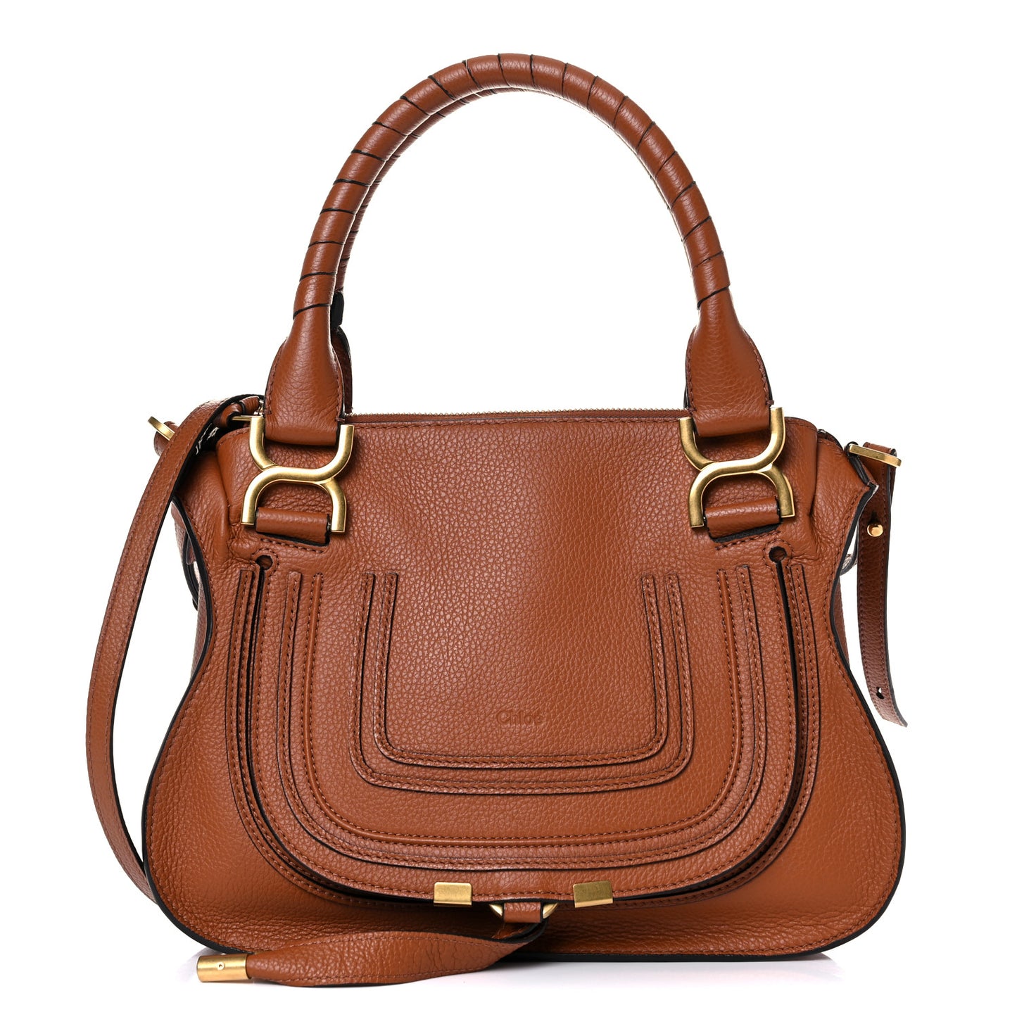 Calfskin Small Marcie Satchel Tan