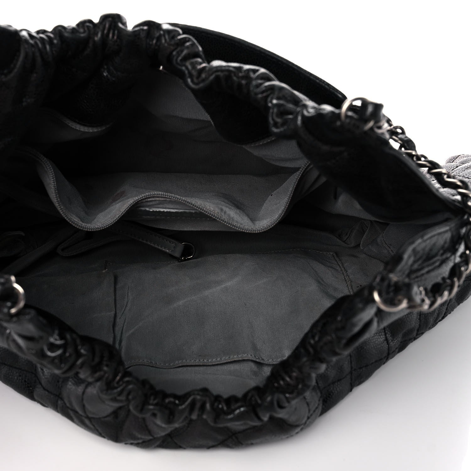 Chanel Distressed Glazed Caviar Quilted Medium Elastic Tote Black 5 of 10