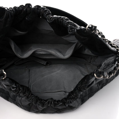 Chanel Distressed Glazed Caviar Quilted Medium Elastic Tote Black 5 of 10