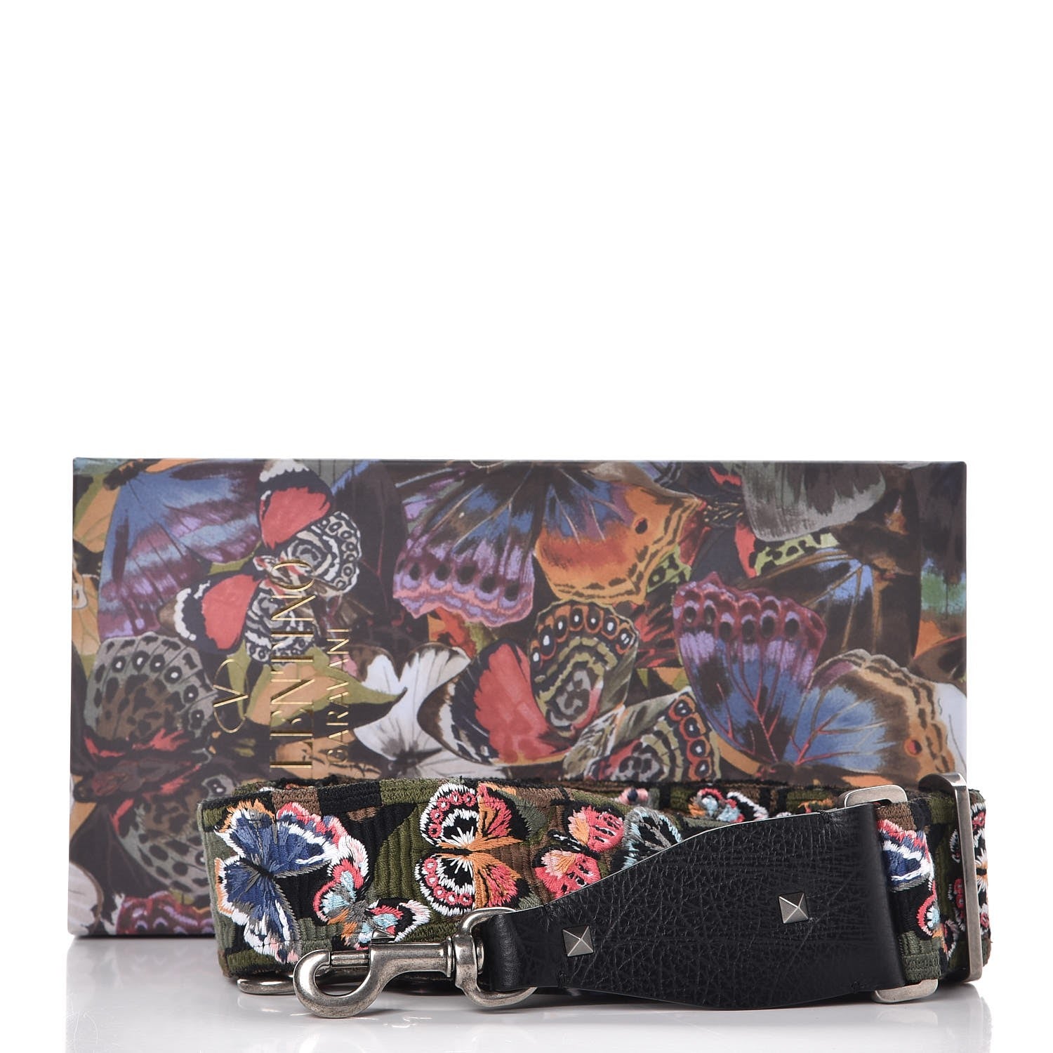 Valentino Garavani Canvas Camubutterfly Rockstud Guitar Strap Multicolor 5 of 6