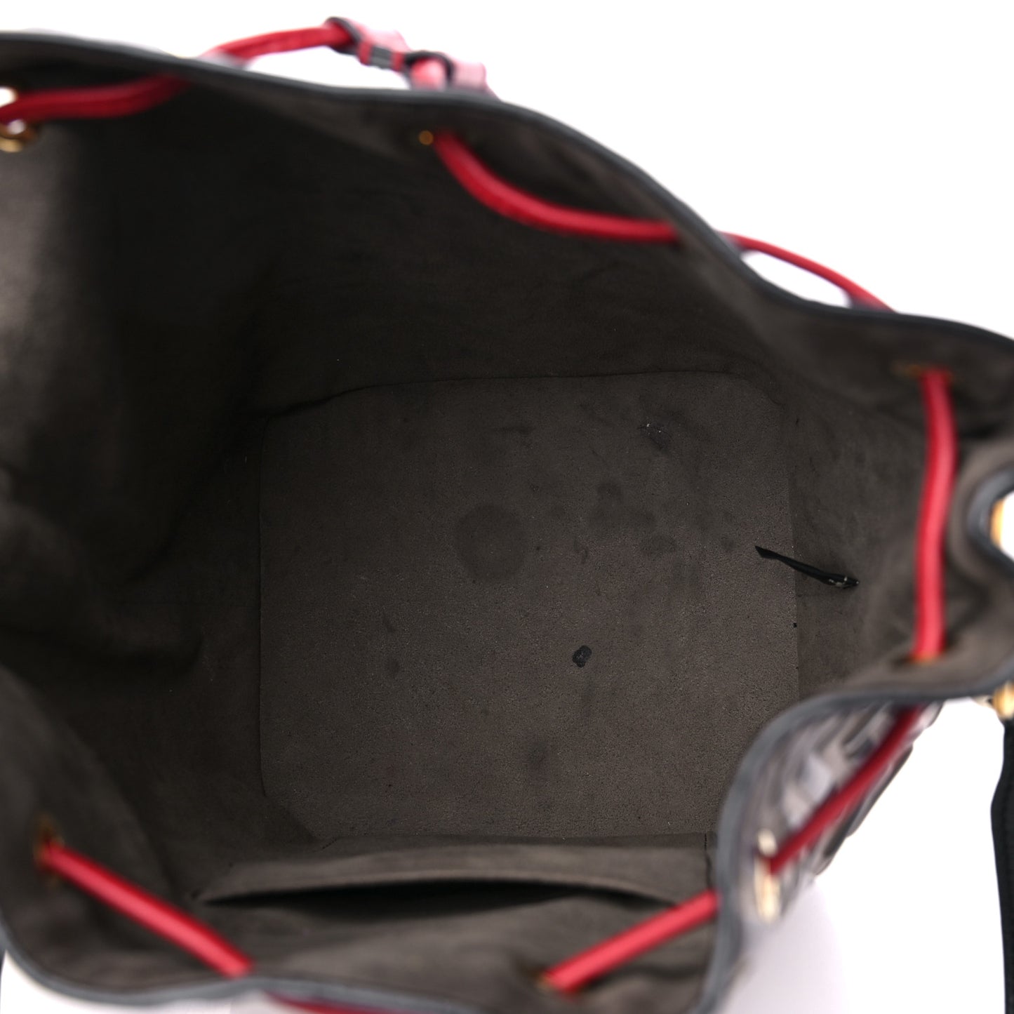 Vitello Grace F is Fendi Bi-Color FF 1974 Embossed Grande Mon Tresor Bucket Bag Maya Black Fragola