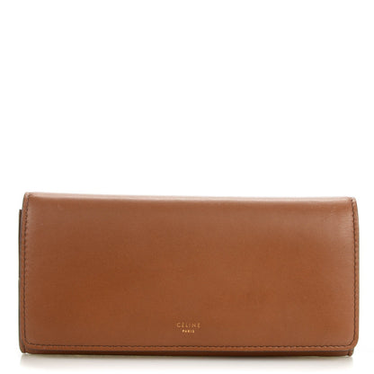 Celine Lambskin Large Flap Wallet Tan 1 of 7
