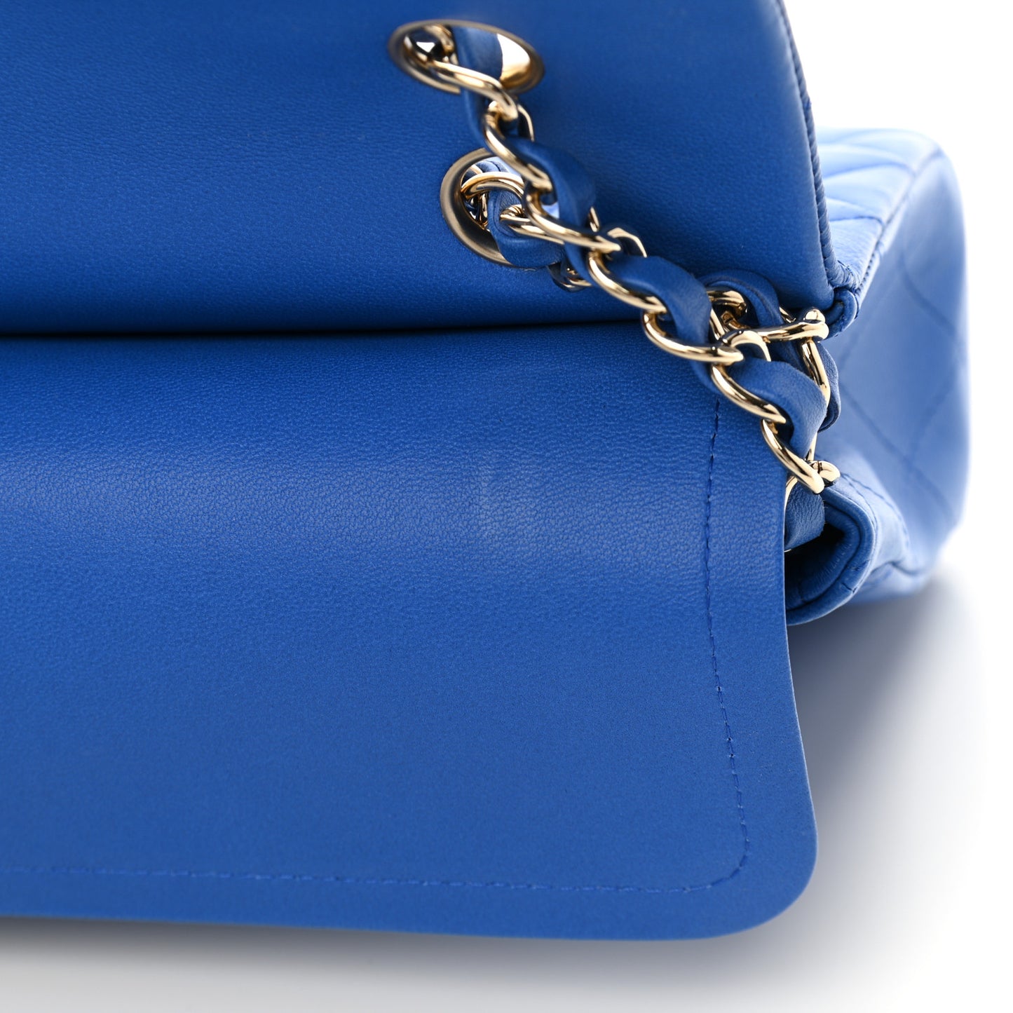 Lambskin Quilted Medium Double Flap Blue