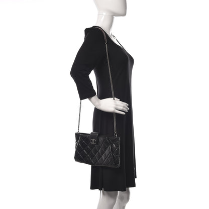 Chanel Aged Calfskin Quilted Zip Clutch Black 2 of 10