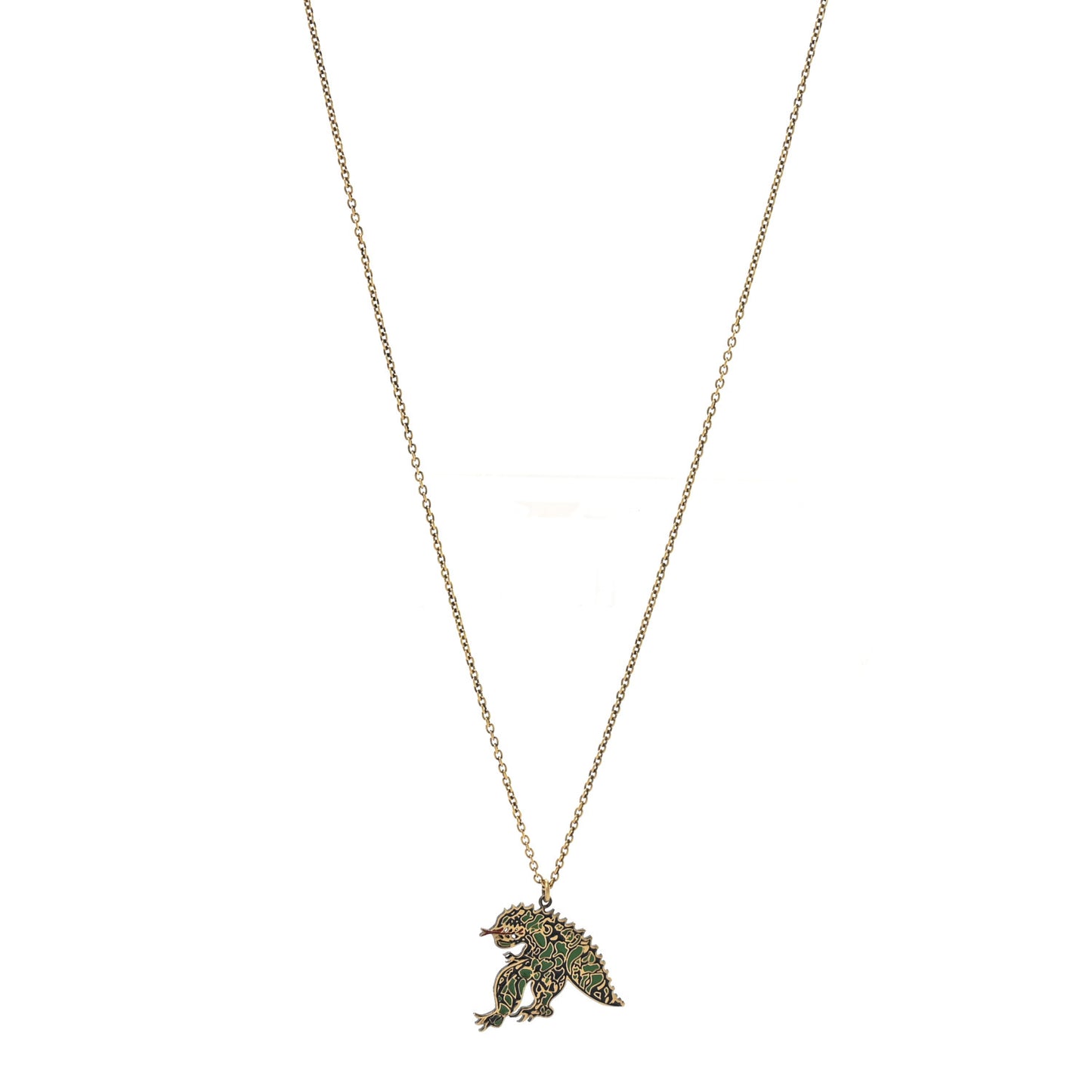 Metal Enamel Niki De Saint Phalle Dragon Necklace Gold Green