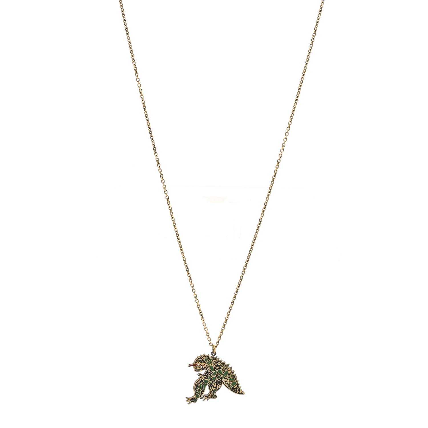 Christian Dior Metal Enamel Niki De Saint Phalle Dragon Necklace Gold Green 1 of 5