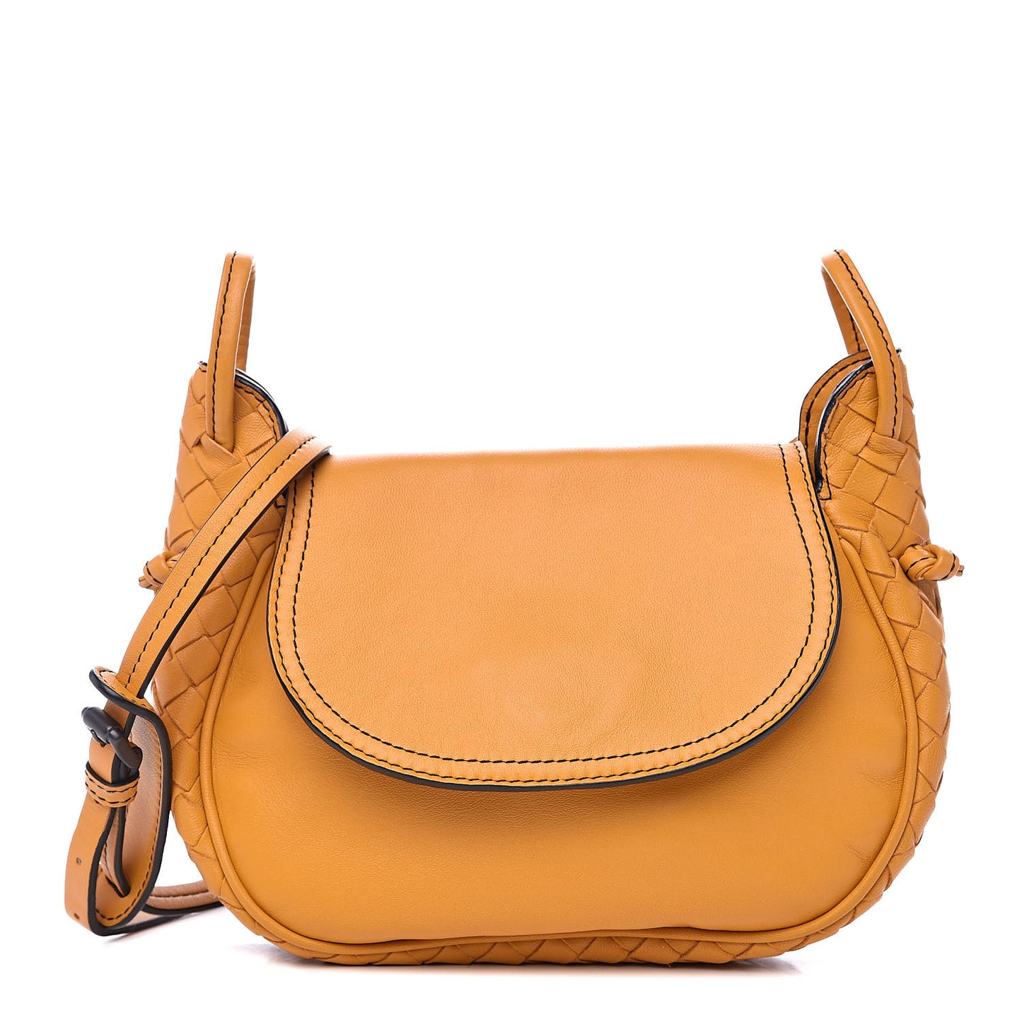 Nappa Intrecciato Small Nodini Flap Crossbody Marigold