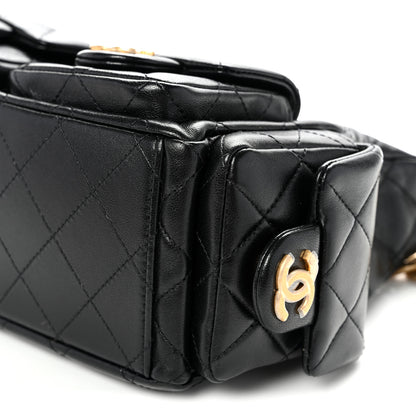 Chanel Shiny Lambskin Quilted Trendy Pockets Hobo Black 10 of 10