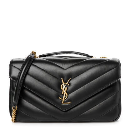 Saint Laurent Lambskin Chevron Quilted Medium Loulou Black 1 of 13