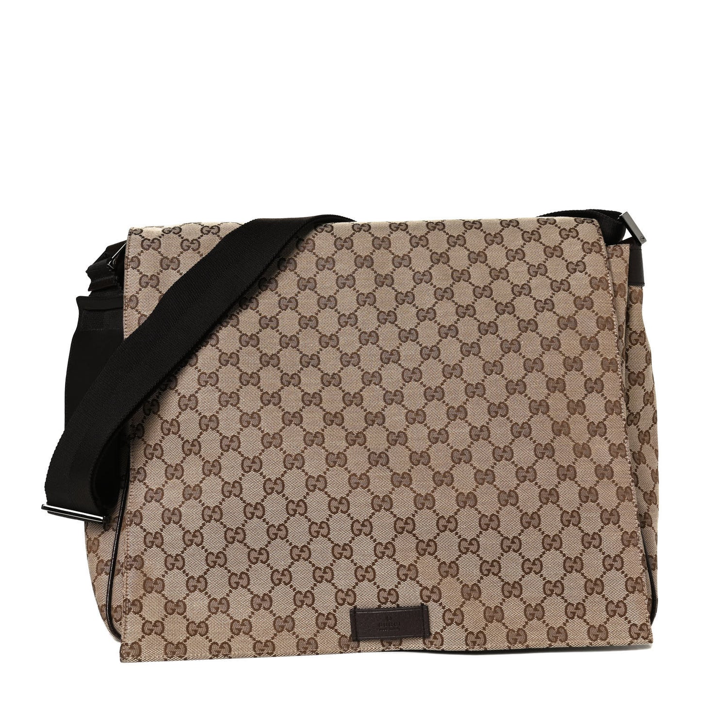 Monogram Large Flap Messenger Bag Beige Dark Brown