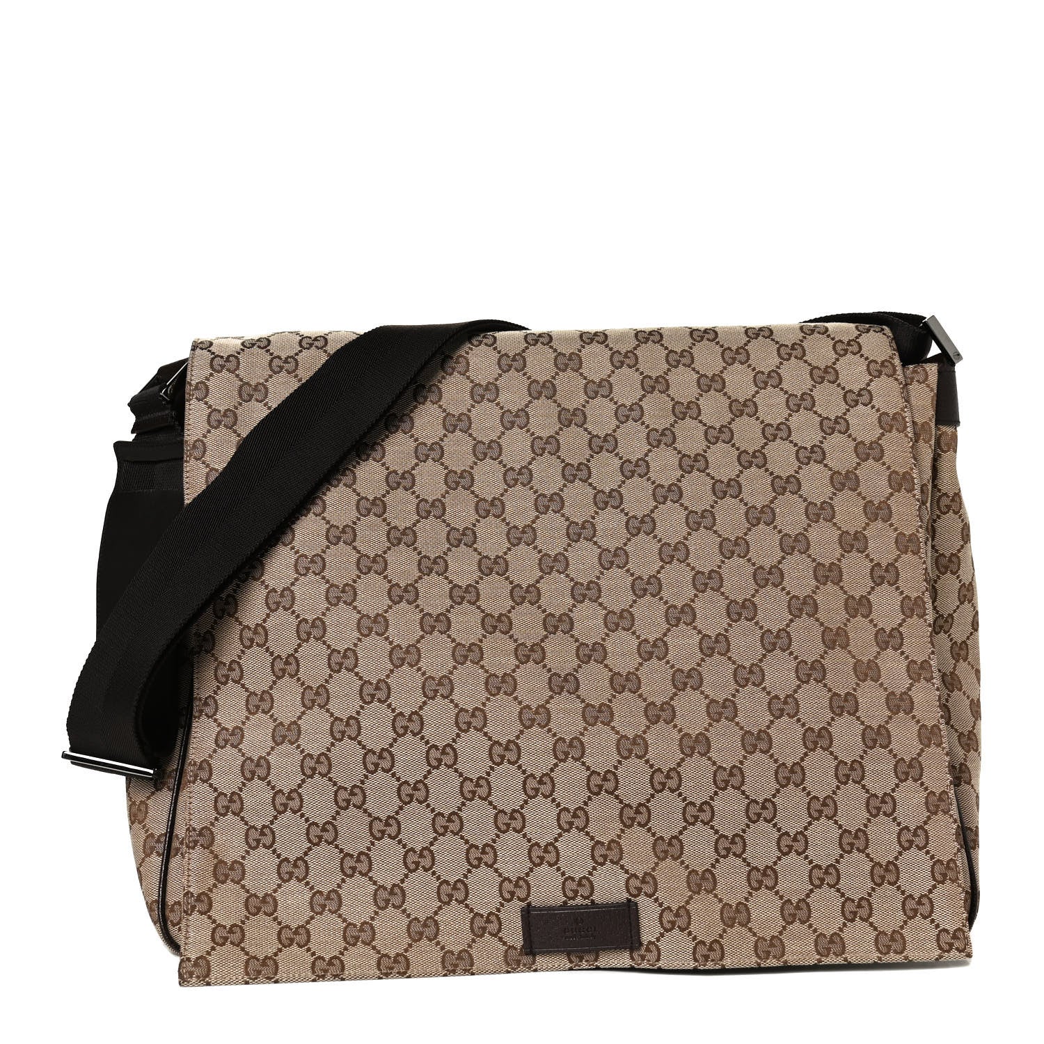 Gucci Monogram Large Flap Messenger Bag Beige Dark Brown 1 of 10