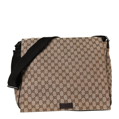 Gucci Monogram Large Flap Messenger Bag Beige Dark Brown 1 of 10