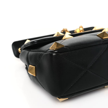 Valentino Garavani VALENTINO GARAVANI Nappa Medium Roman Stud Shoulder Bag Black 7 of 8