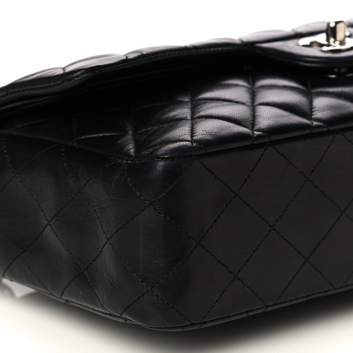 Lambskin Quilted Medium Double Flap Black