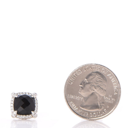 David Yurman Sterling Silver Diamond Black Onyx 9mm Chatelaine Bezel Earrings 2 of 6