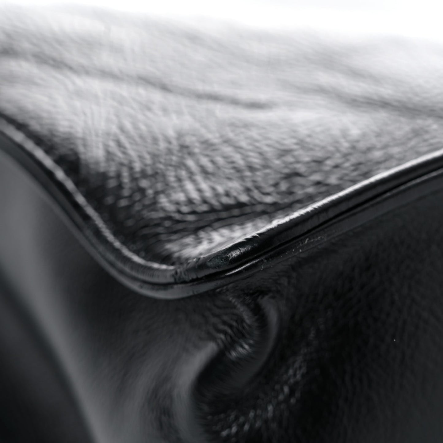 Shiny Aged Calfskin North South Shopping Bag Black