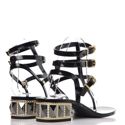 Valentino Garavani PVC Jelly Studded Ankle Wrap Low Heel Thong Sandals 36 Black 4 of 9