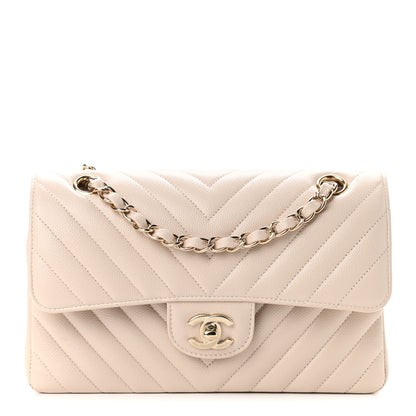 Chanel Caviar Chevron Quilted Small Double Flap Ivory 1 of 10