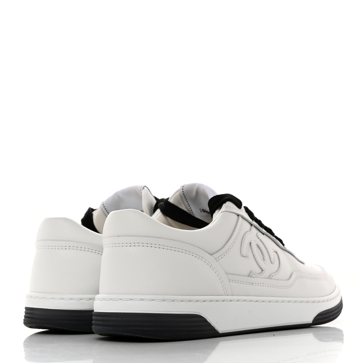 Calfskin CC Womens Sneakers 36 White Black