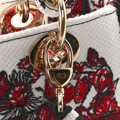 Christian Dior Canvas Le Coeur En Fleurs Embroidered Medium Lady D-Lite White Multicolor 12 of 12