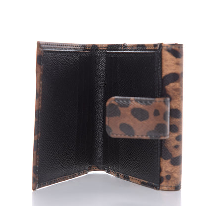 Dolce & Gabbana Dauphine Leopard Printed Logo French Flap Wallet Black 5 of 7