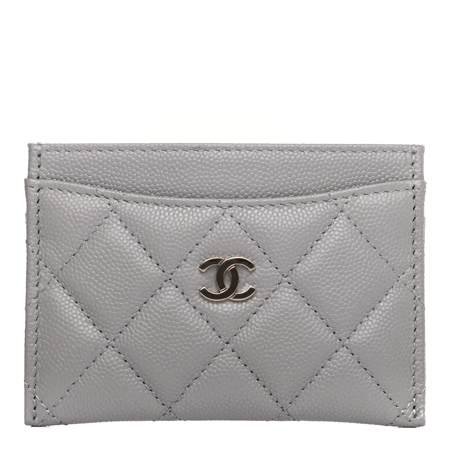 Caviar Quilted Card Holder Grey