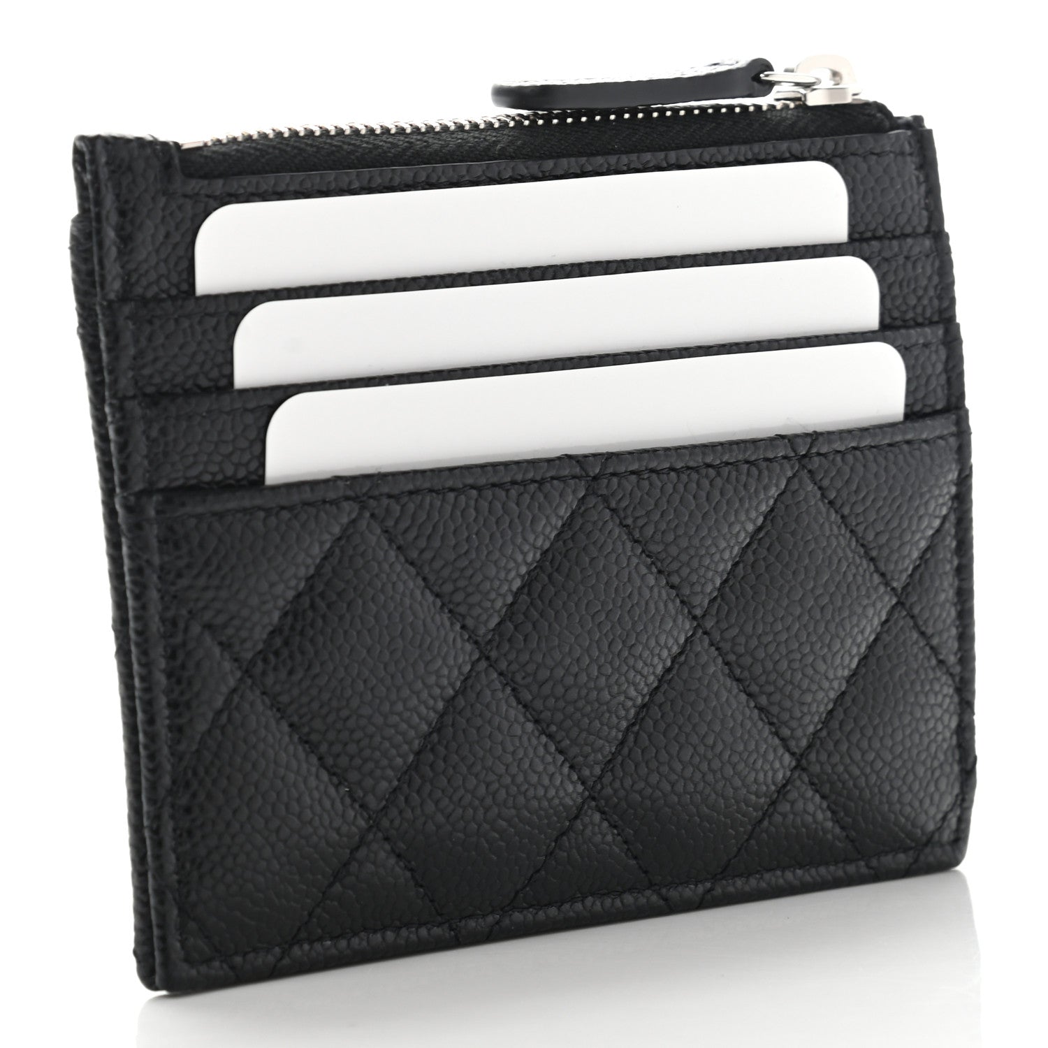 Chanel Caviar Quilted CC Zip Card Holder Black 3 of 8