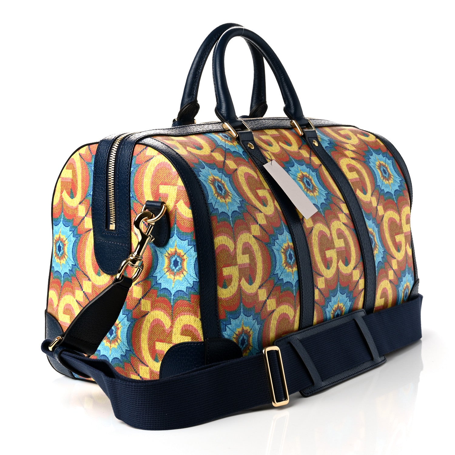 Gucci GG Supreme Kaleidoscope Calfskin Script Logo Gucci 100 Carry-On Duffle Bag Blue Orange Multicolor Blue Agata 2 of 8