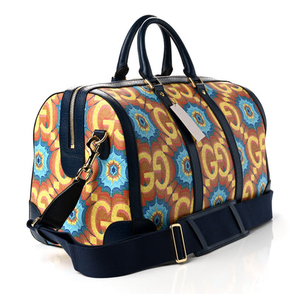 Gucci GG Supreme Kaleidoscope Calfskin Script Logo Gucci 100 Carry-On Duffle Bag Blue Orange Multicolor Blue Agata 2 of 8