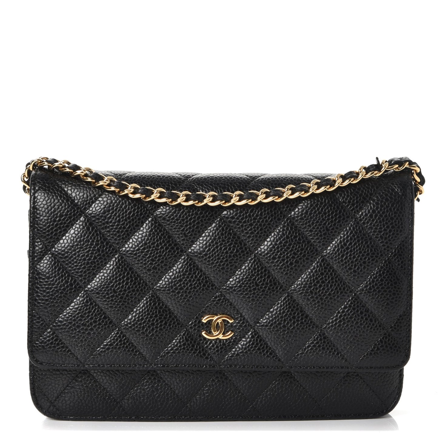 Caviar Quilted Wallet On Chain WOC Black