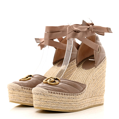 Gucci Nappa Matelasse GG Marmont Ankle Wrap Platform 35/120mm Espadrille Wedges 37 Porcelain Rose 3 of 10