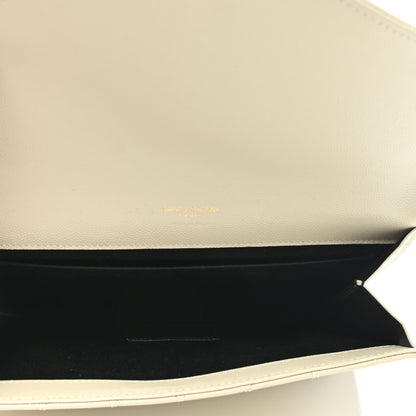 Saint Laurent Grain De Poudre Textured Mixed Matelasse Triquilt Monogram Clutch Blanc Vintage 5 of 8