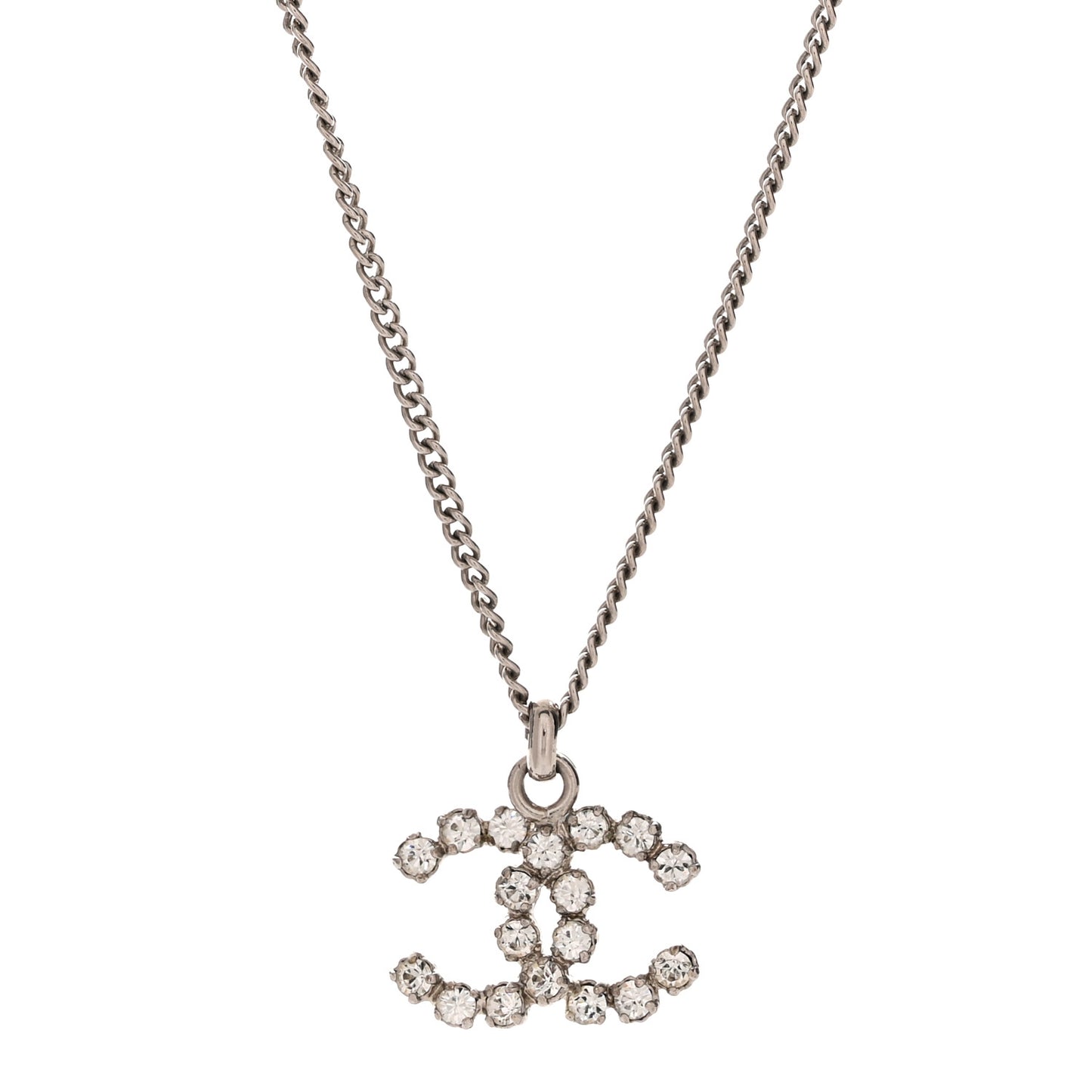 Crystal CC Pendant Necklace Silver