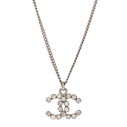 Chanel Crystal CC Pendant Necklace Silver 1 of 5