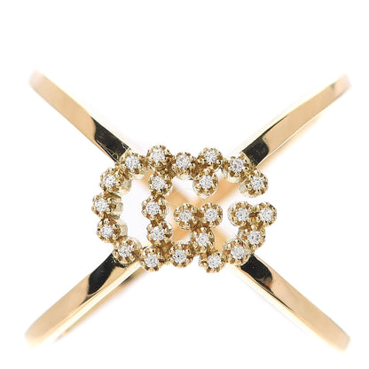 Gucci 18K Yellow Gold Diamond Running G Cross Ring 53 6.5 1 of 6