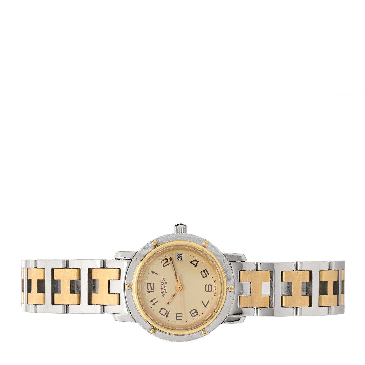 Hermes Stainless Steel 24mm Clipper Quartz Watch Gold 3 of 7