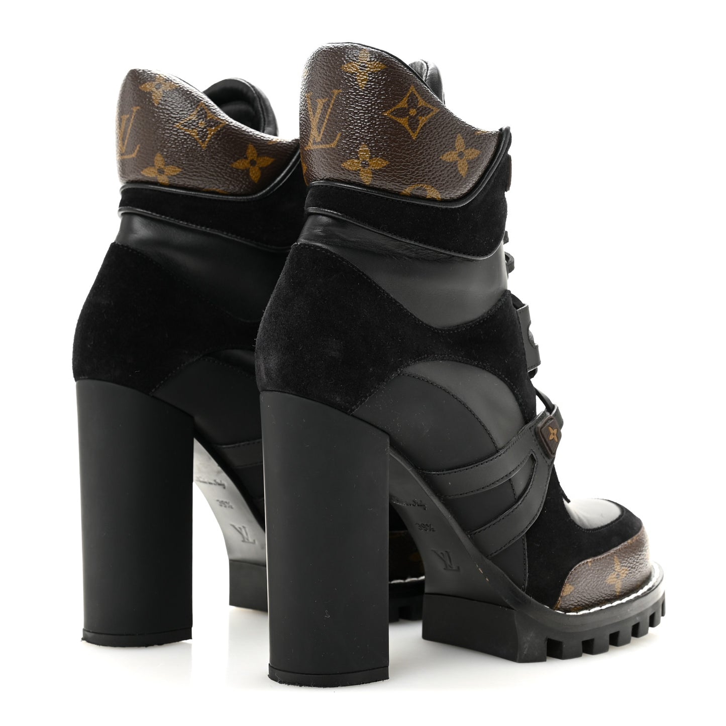 Suede Calfskin Monogram Star Trail Ankle Boots 39.5 Black