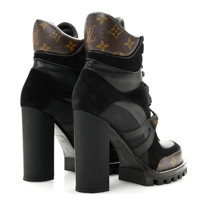 Louis Vuitton Suede Calfskin Monogram Star Trail Ankle Boots 39.5 Black 5 of 8