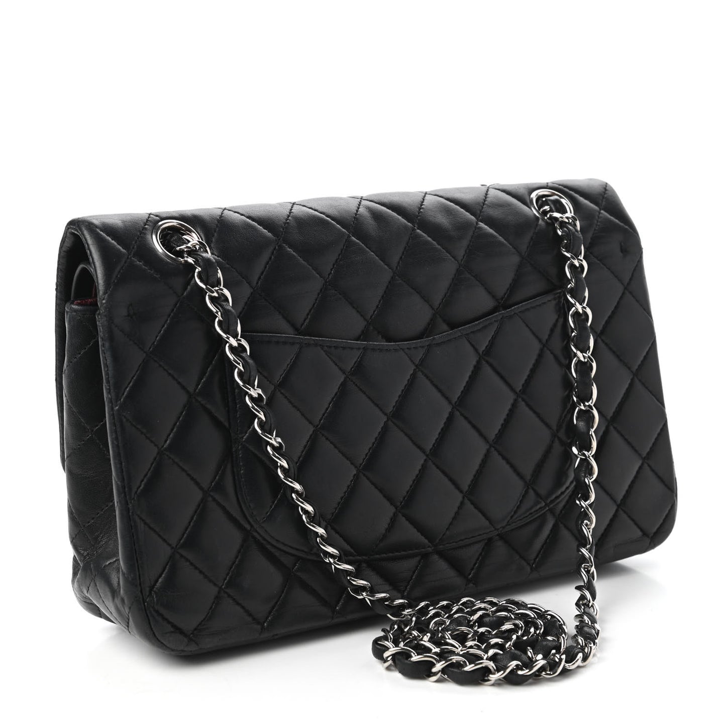 Lambskin Quilted Medium Double Flap Black