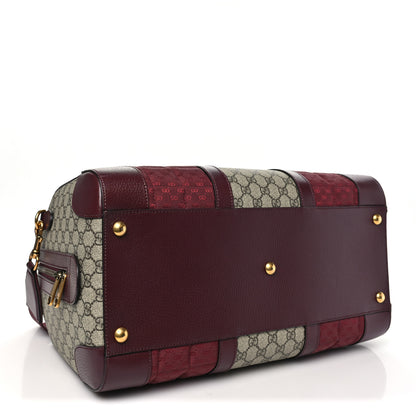 Gucci Monogram GG Mignon Textured Dollar Calfskin GG Supreme Monogram Quilted Medium Savoy Duffle Bag Burgundy Beige Ebony 3 of 9