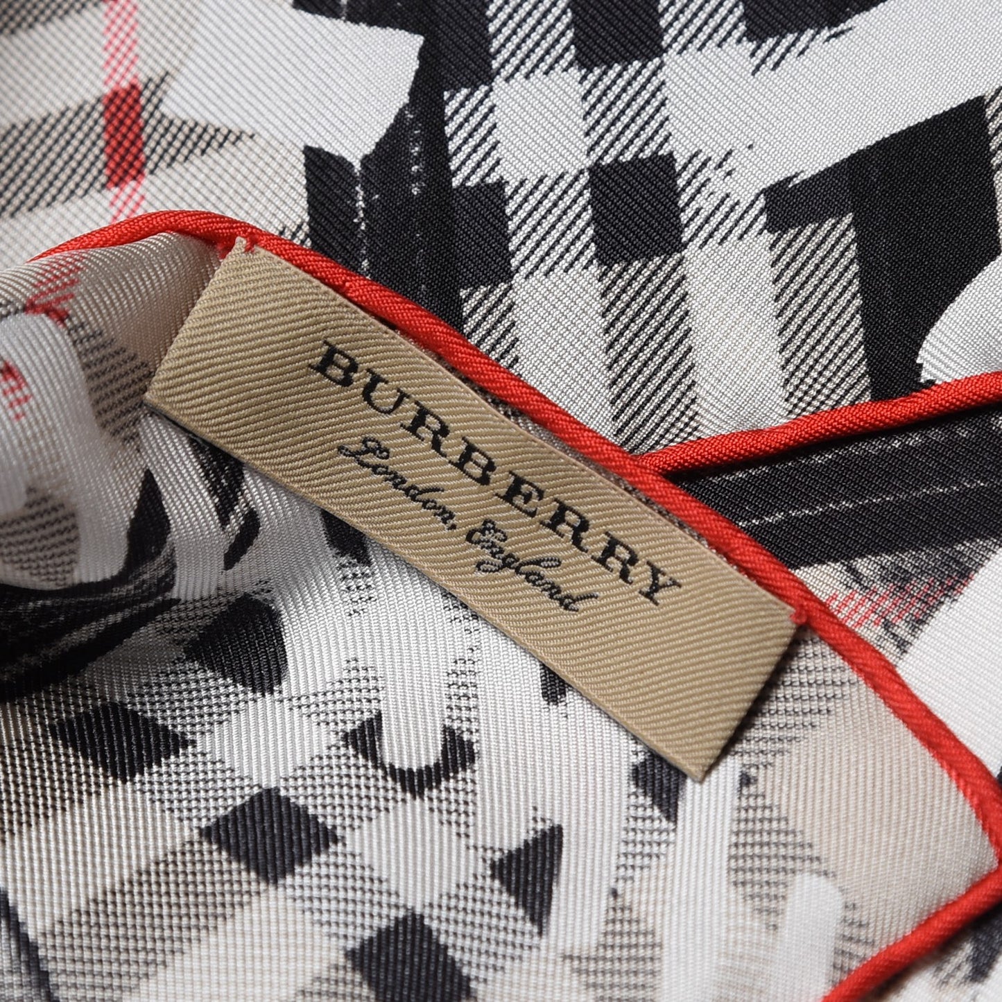 Silk Vintage Check Scribble Print Scarf Stone