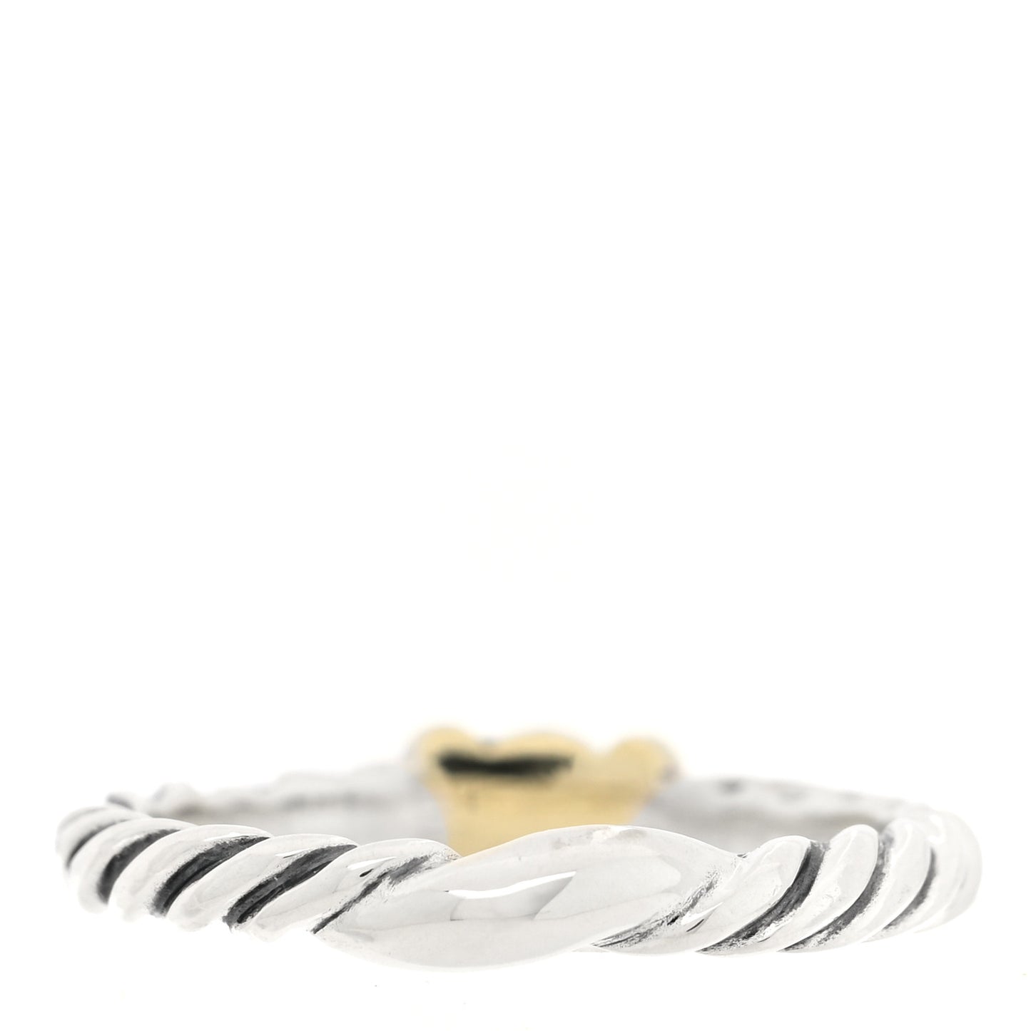 Sterling Silver 14K Yellow Gold Black Onyx Cable Ring 54 6.75